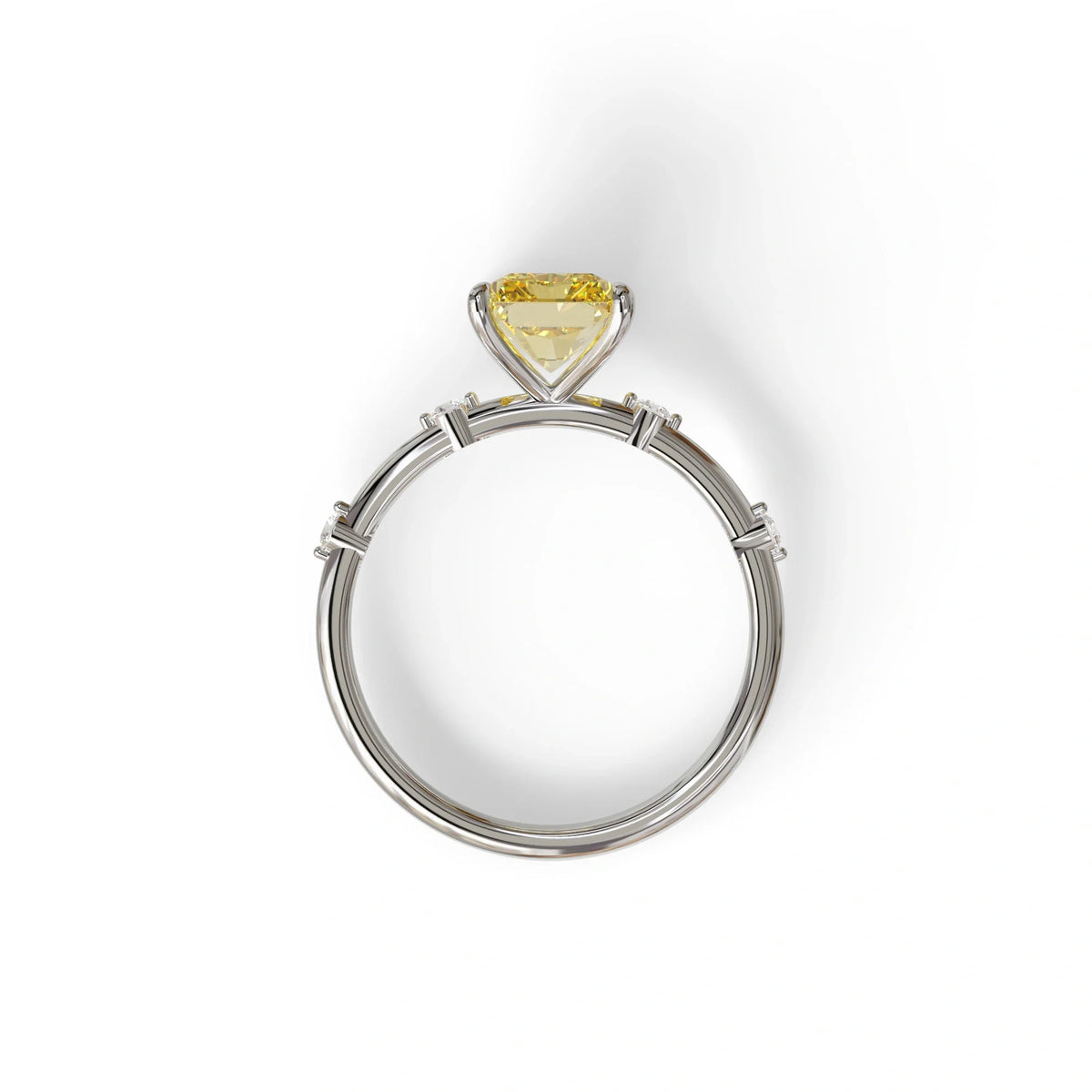 2 Ct Fancy Vivid Yellow Radiant Cut Lab Grown Diamond Engagement Ring | Space-Chanel Setting - Elaria