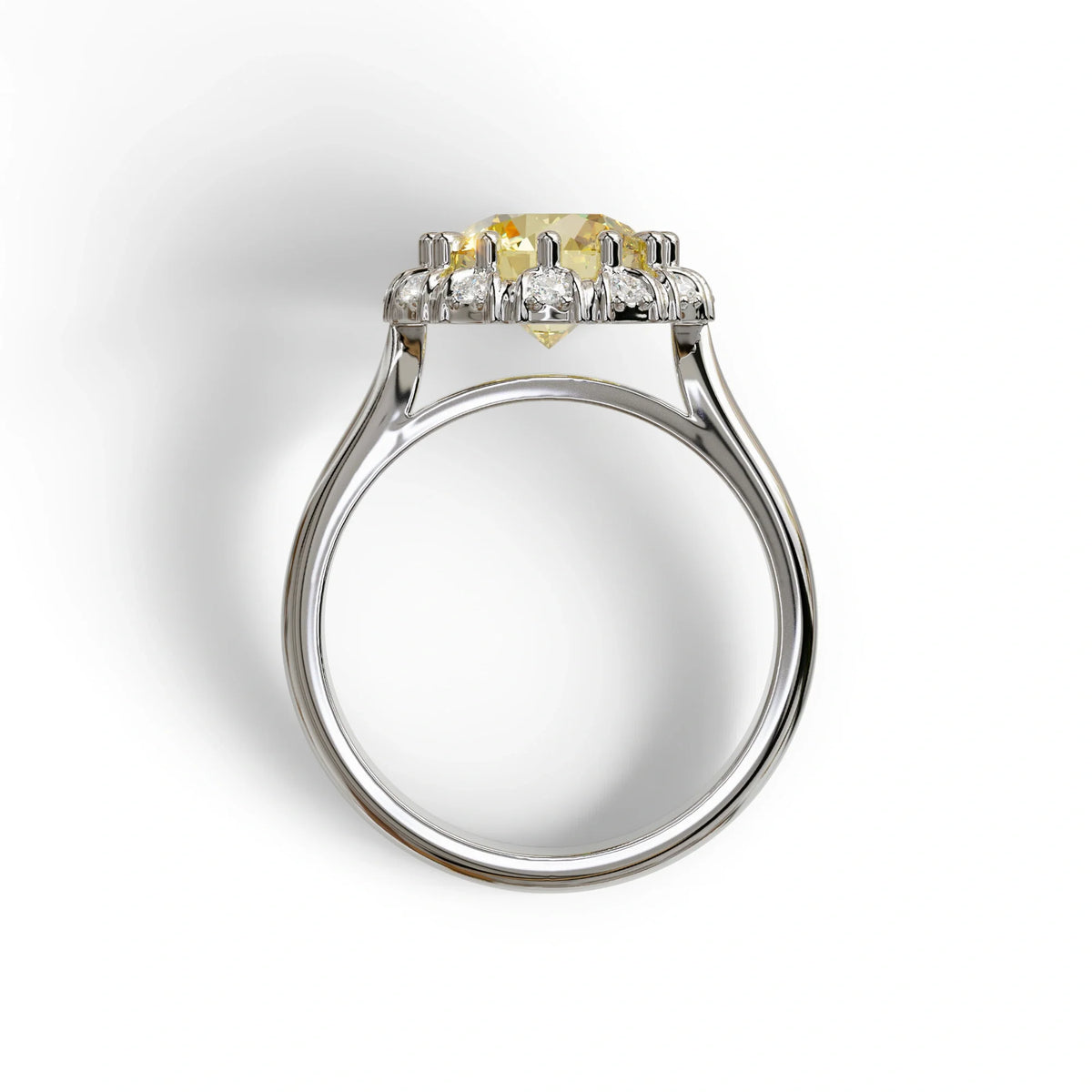 3 Carat Yellow Round Shaped Halo Lab Diamond Ring - Sunflower