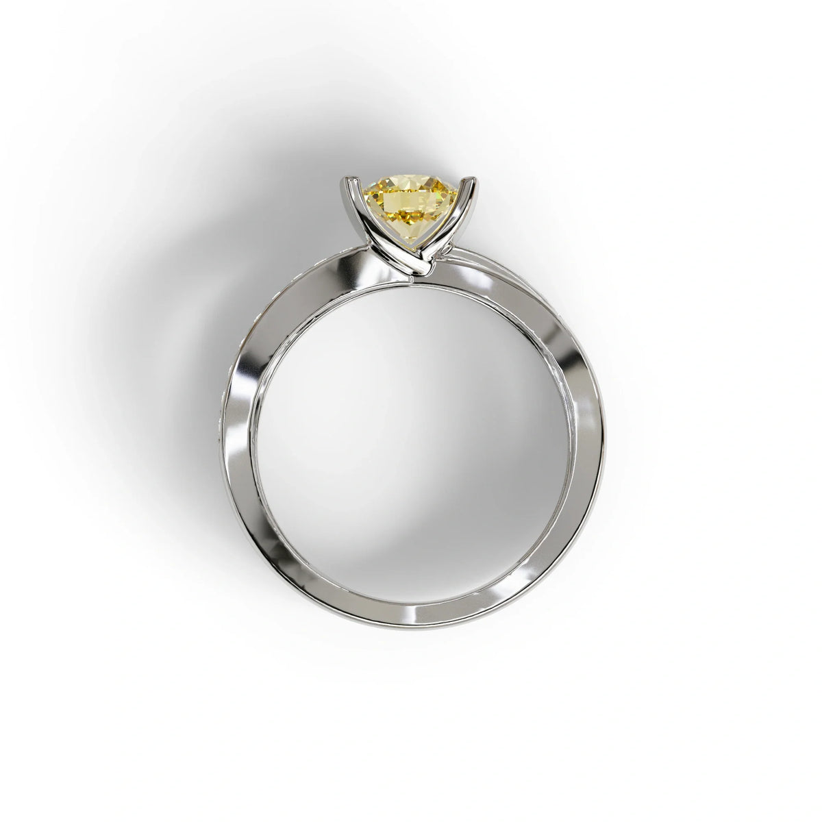 1 Carat Yellow Round Cut Lab Diamond Crossover Ring Pave Setting - Lisa