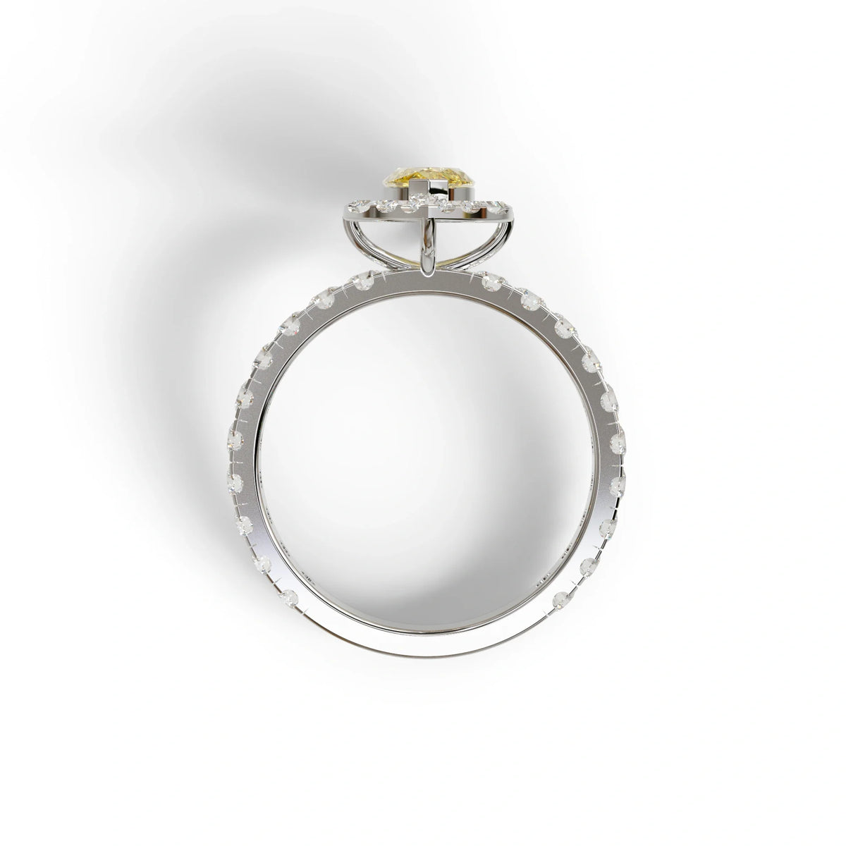 1 Carat Yellow Marquise Halo Pave Lab Grown Diamond Ring - Luxe