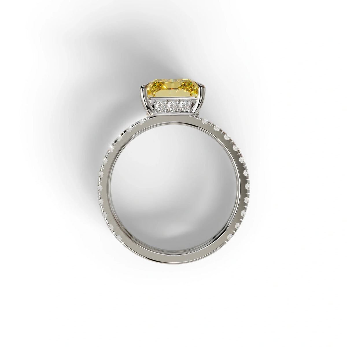 Fancy Yellow Radiant Cut Lab Diamond Engagement Ring | Double Band Hidden Halo - Billie