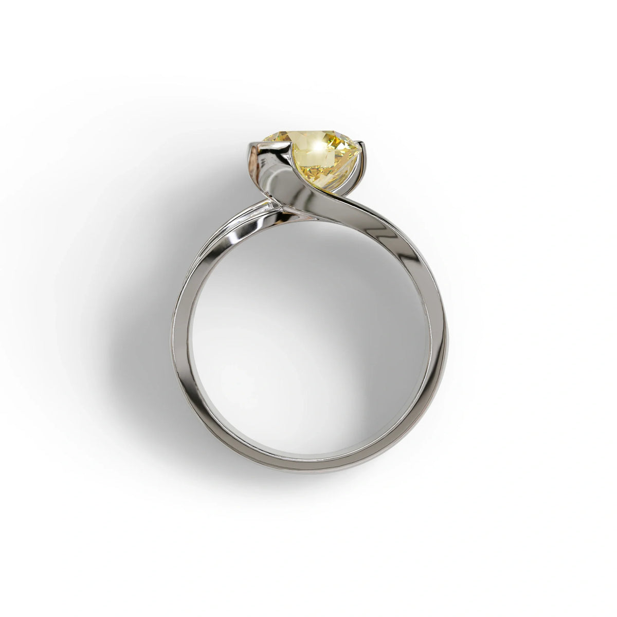 2 Carat Yellow Round Shaped Channel Set Lab Diamond Engagement Ring - Avonlea