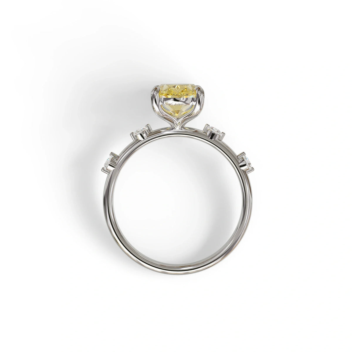 2 Ct Yellow Oval Cut Lab Diamond In Space-Chanel Setting Ring - Celestial