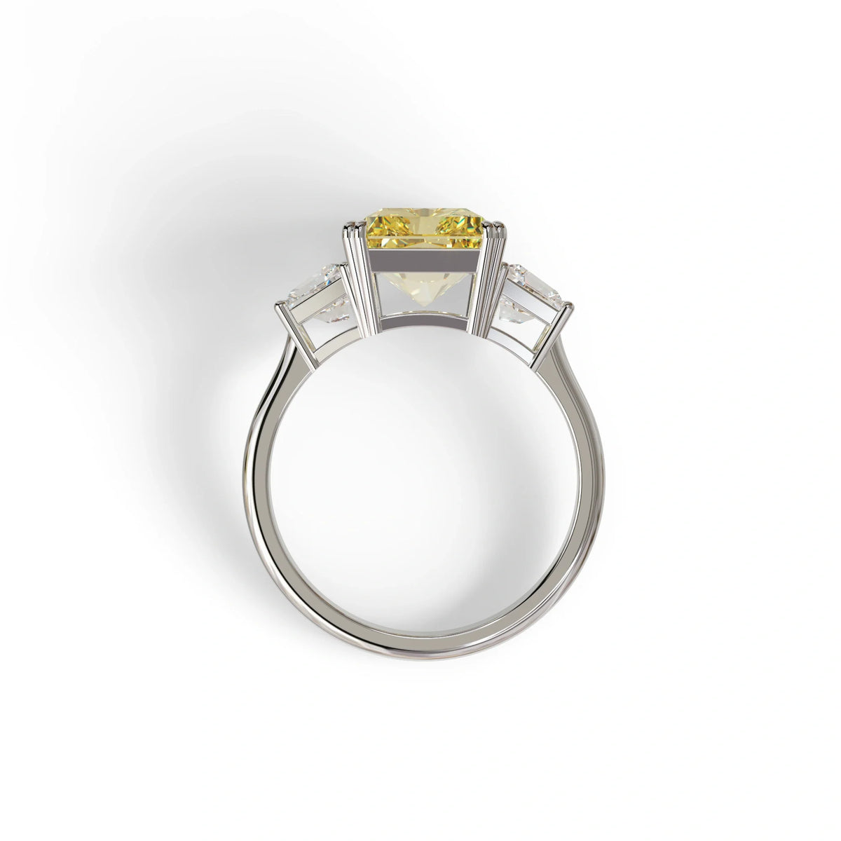 4 Carat Yellow Lab Grown Diamond Engagement Ring – Radiant Cut Three Stone | Tac