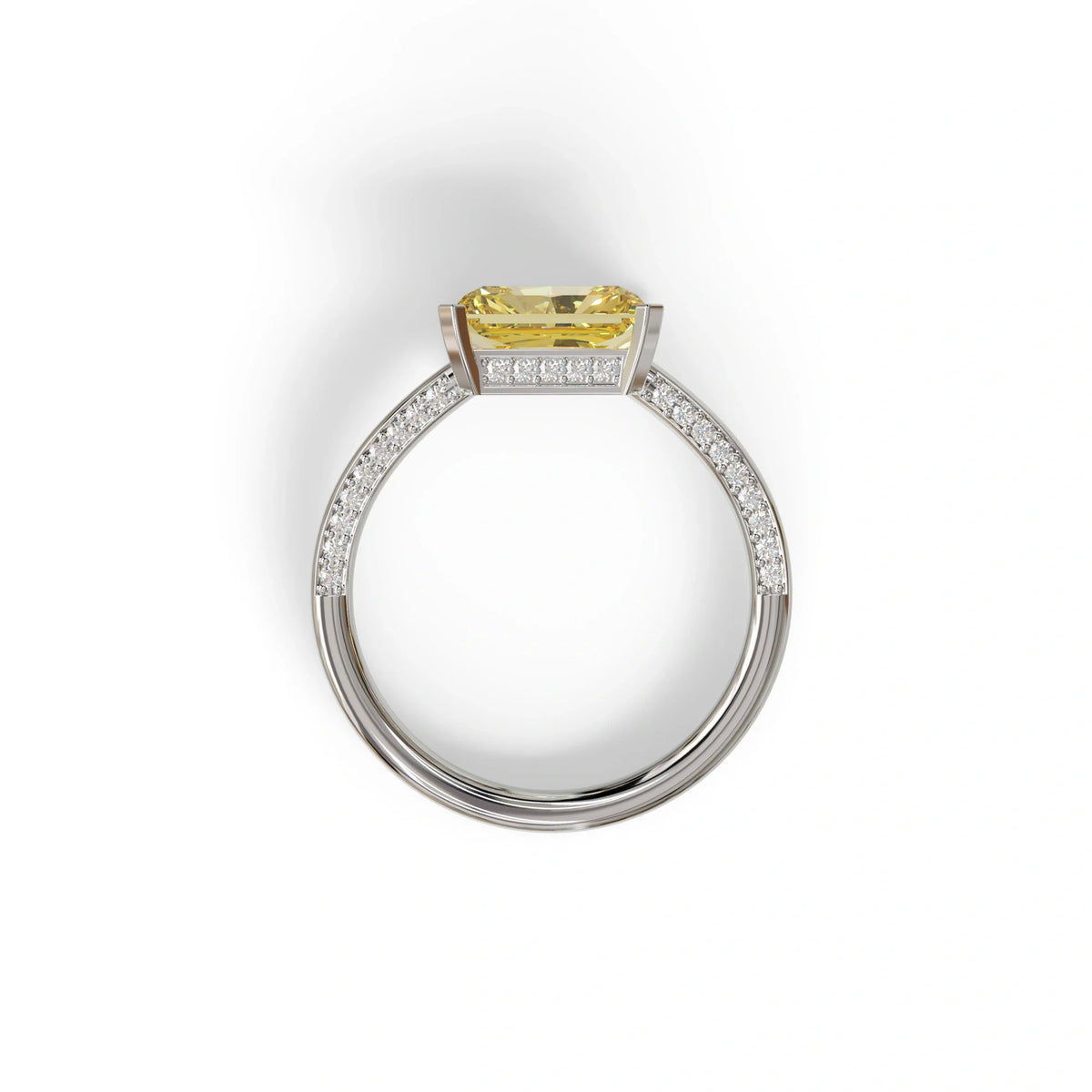 2.5 Ct Yellow Radiant Cut Lab Grown Diamond In Pave-Chanel Setting Ring - Maxine