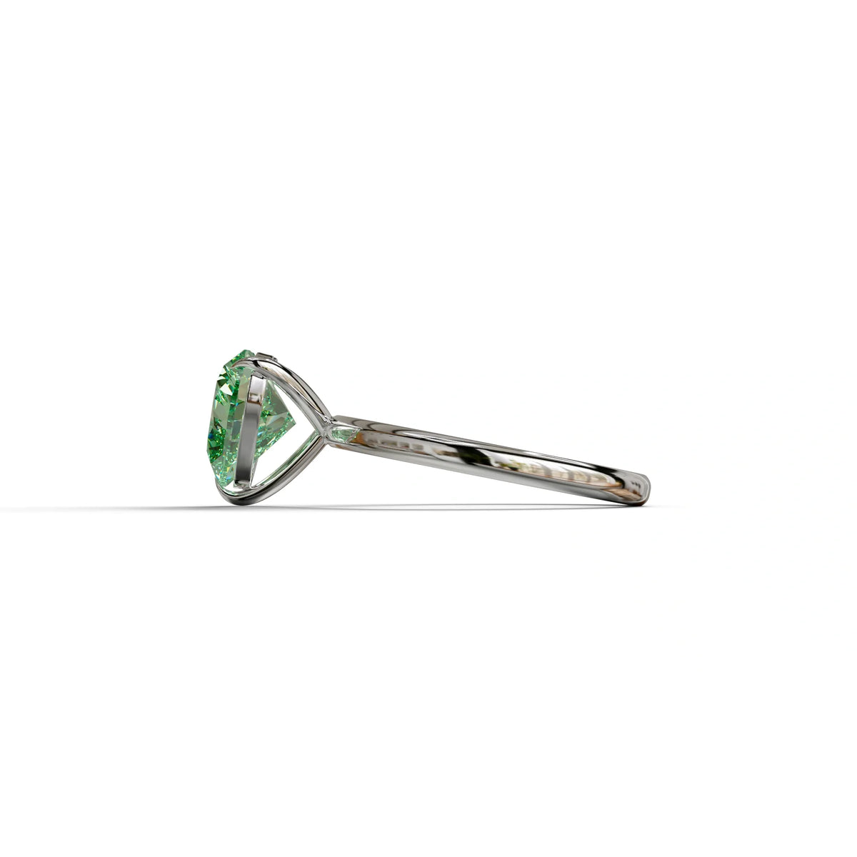 Green Heart Cut Solitaire Lab Grown Diamond Engagement Ring - Mellow
