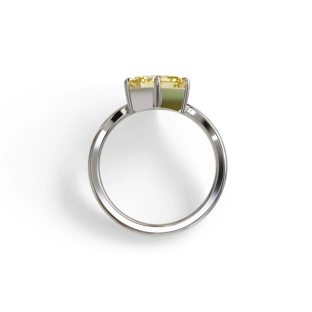2 Ct Fancy Yellow Asscher Cut Lab Diamond Solitaire Engagement Ring - Louily