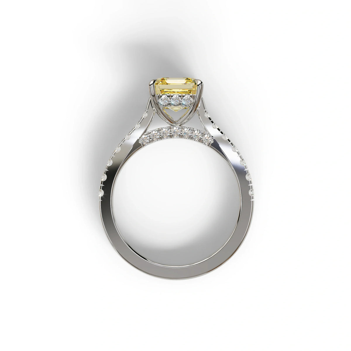 2 Carat Yellow Asscher Cut Lab Grown Diamond Engagement Ring | Hidden Halo & Pave - Kay