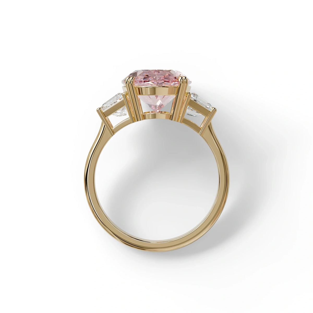 5 Carat Pink Lab Grown Diamond Engagement Ring · Oval Cut Three Stone | Solstice - view 9