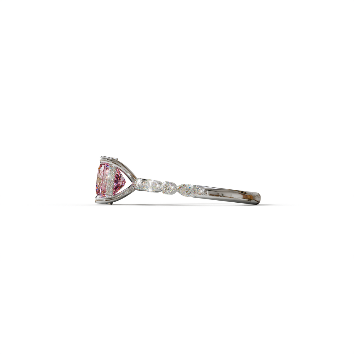 1 to 2.5 Carat Pink Lab Grown Diamond Engagement Ring – Cushion Cut Hidden Halo | Rosalie