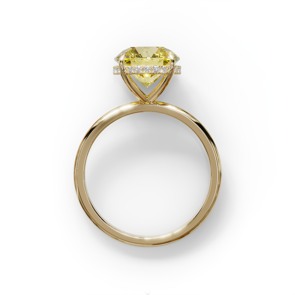 3 Carat Round Yellow Hidden Halo Lab Diamond Ring - Luxe Cercle