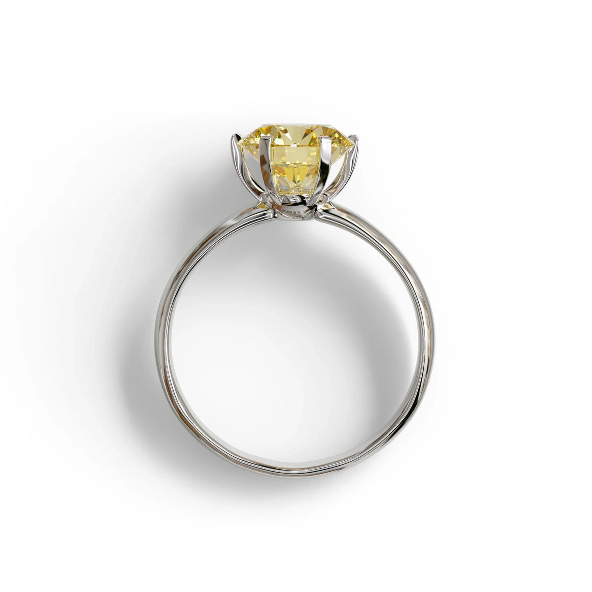 2 Carat Yellow Round Cut Solitaire Lab Diamond Ring - Fury