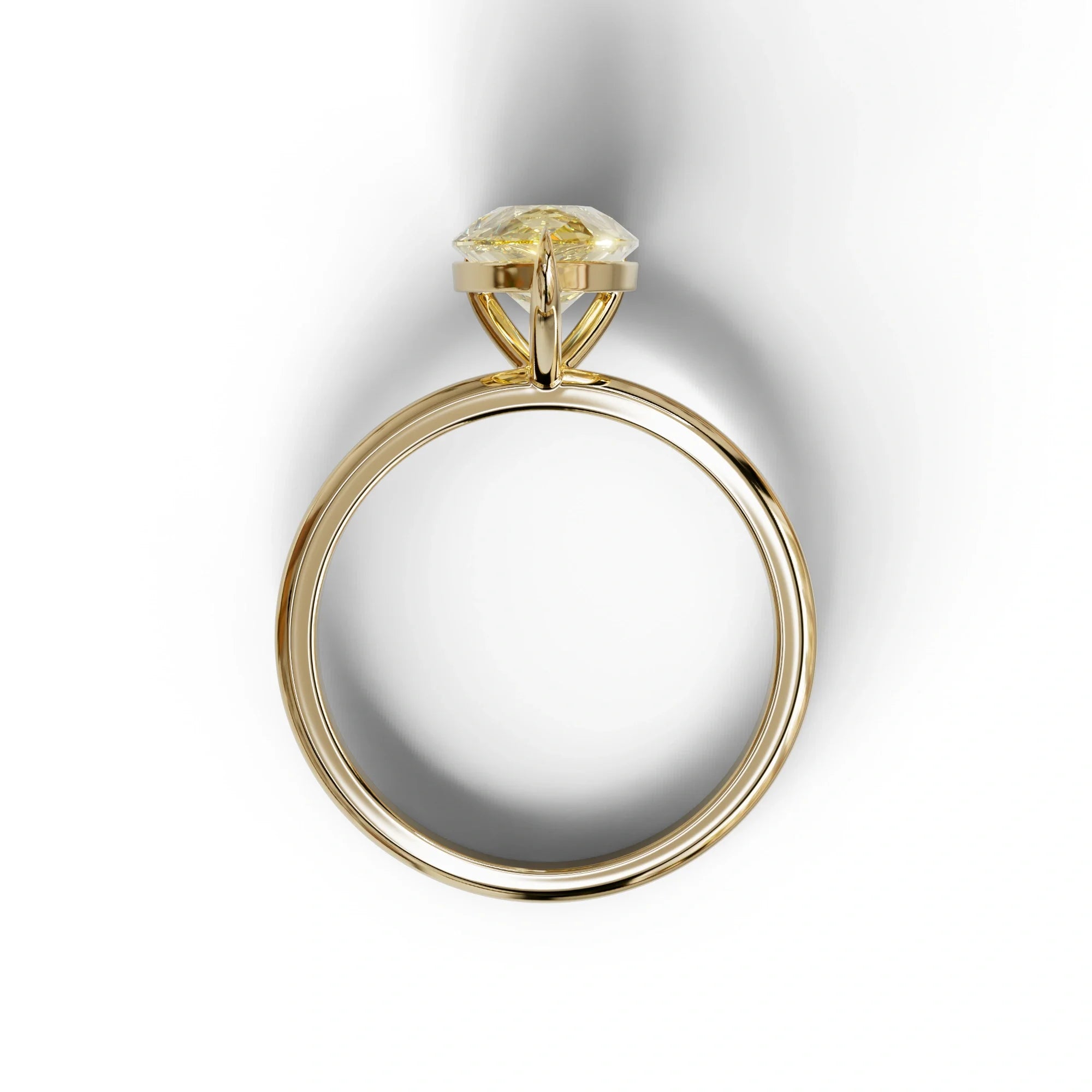 Yellow Pear Cut Solitaire Lab Grown Diamond Engagement Ring - Maniola