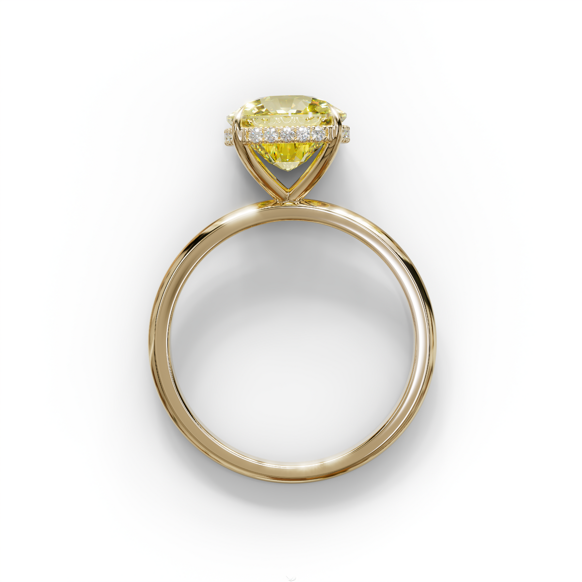 3 Carat Yellow Cushion Lab Diamond Hidden Halo Ring