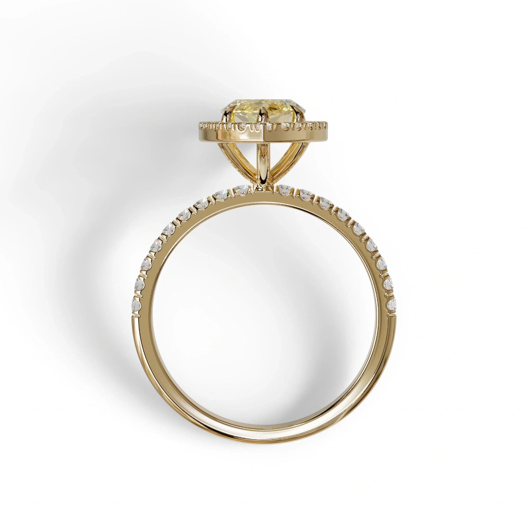 Yellow Marquise Cut Halo & Pave Lab Grown Diamond Engagement Ring - Simplicity