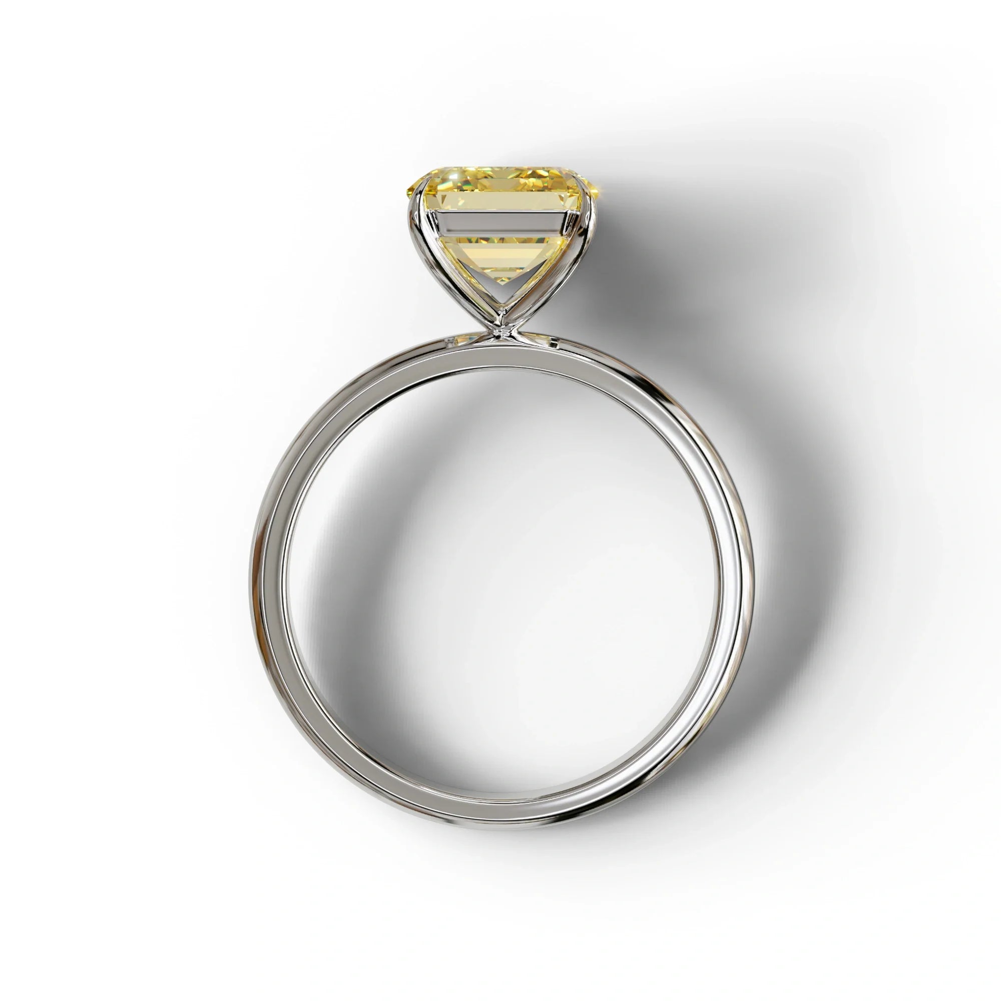 Yellow Emerald Cut Solitaire Lab Grown Diamond Engagement Ring - Vanessa