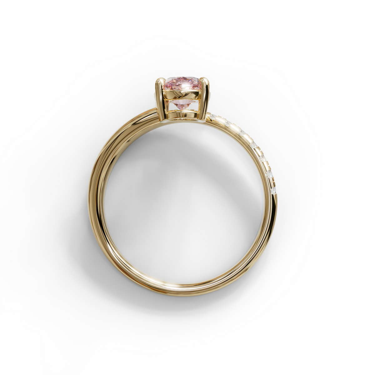 1 to 2 Carat Pink Lab Grown Diamond Engagement Ring – Oval Cut Pavé Bypass | Amara