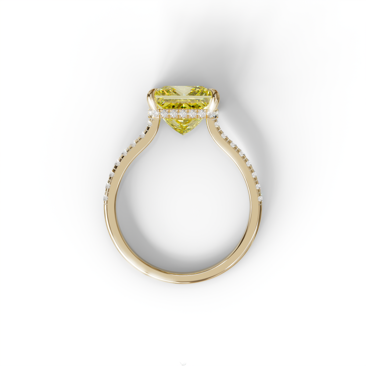 3 Carat Fancy Yellow Princess Cut Hidden Halo Lab Grown Diamond Engagement Ring