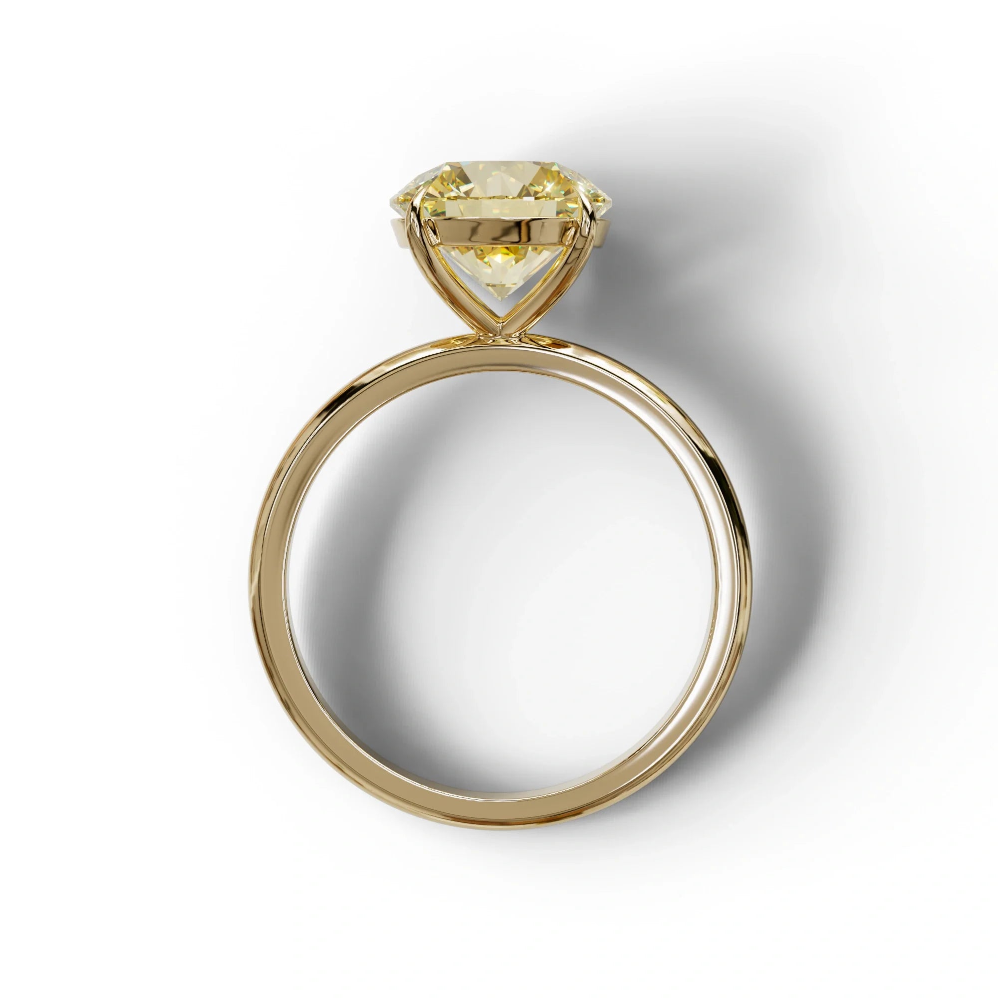 Yellow Round Cut Solitaire Lab Diamond Engagement Ring - Italia