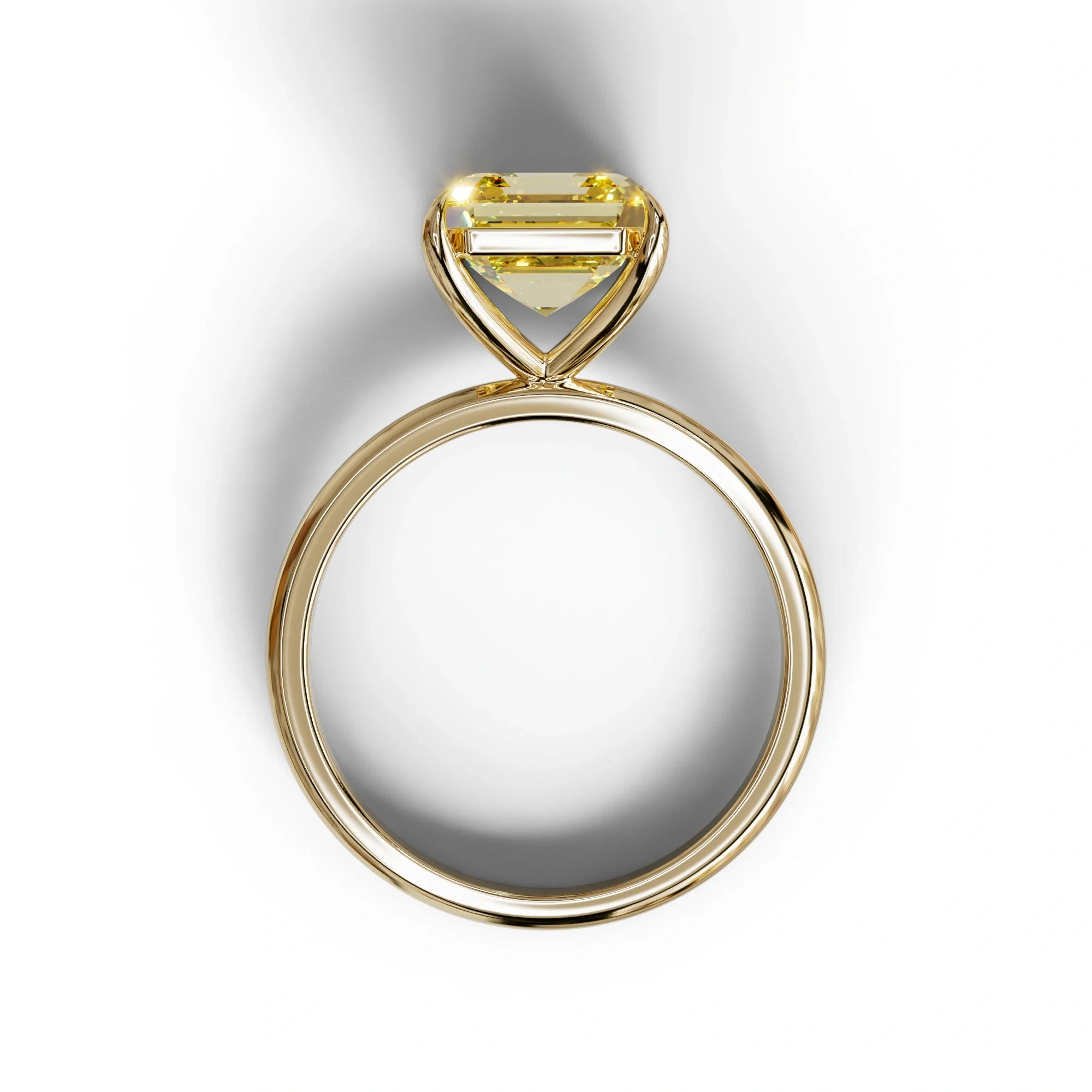 Yellow Asscher Cut Solitaire Lab Grown Diamond Engagement Ring - Fabriciana