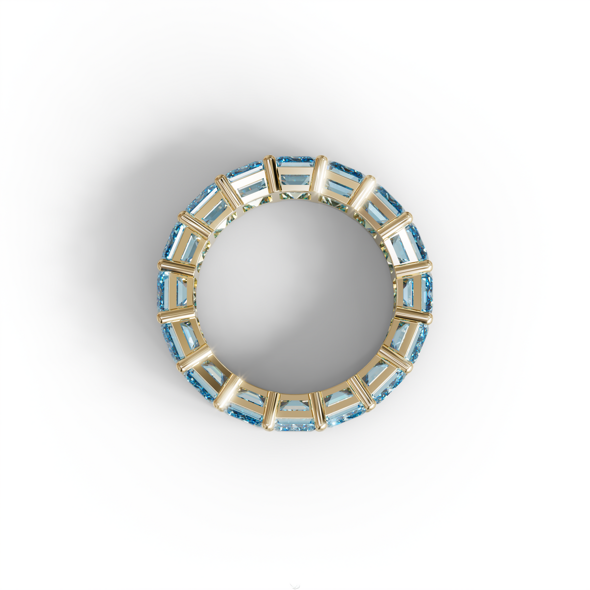Lab‑Grown Blue Emerald‑Cut Diamond Band – Classic Full‑Eternity Style