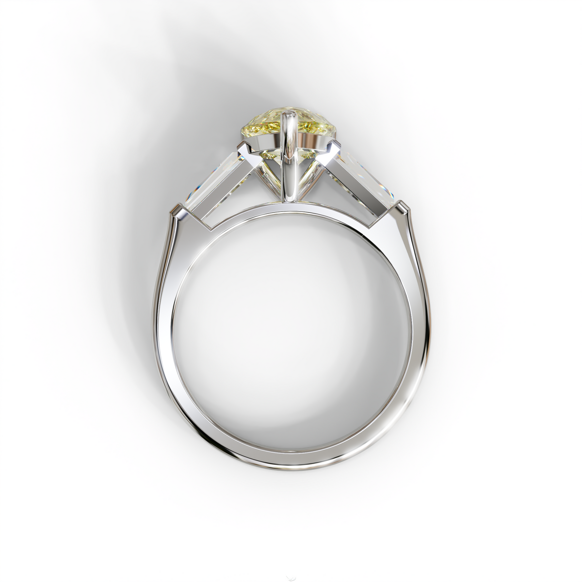 3 Carat Pear Cut Yellow Lab Diamond Engagement Ring - Bella