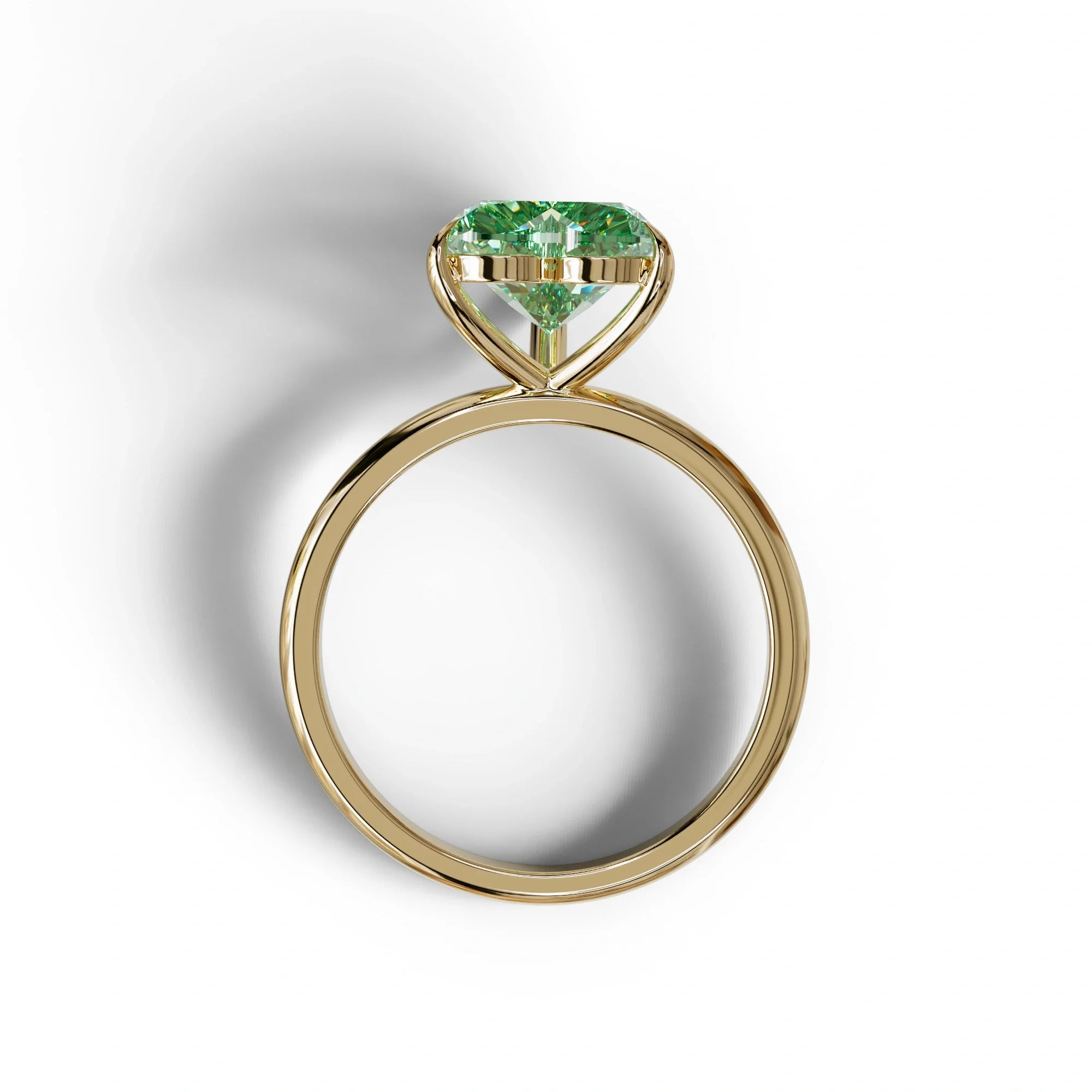 Green Heart Cut Solitaire Lab Grown Diamond Engagement Ring - Mellow