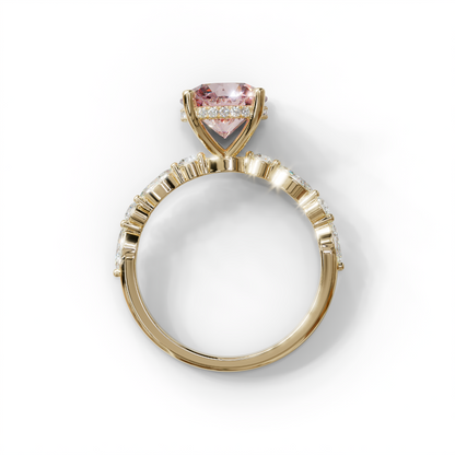 2 Carat Pink Round Cut Hidden Halo & Pave Set Lab Diamond Ring - Pure Origin