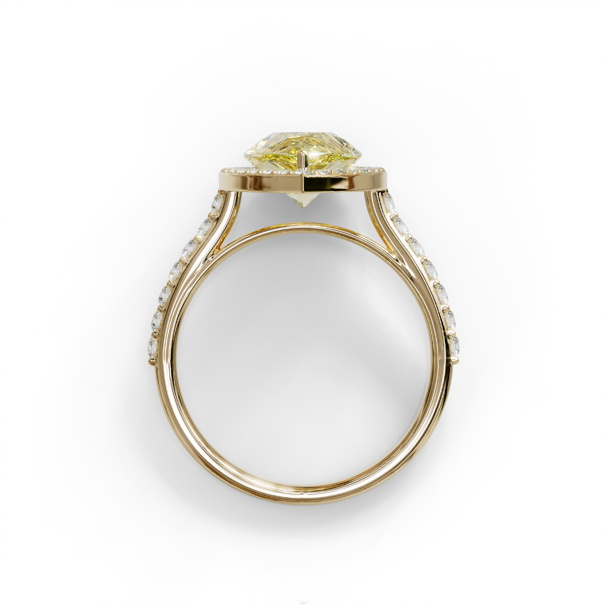 3 Carat Yellow Pear Cut Halo & Pave Setting Lab Grown Diamond Ring - Madona