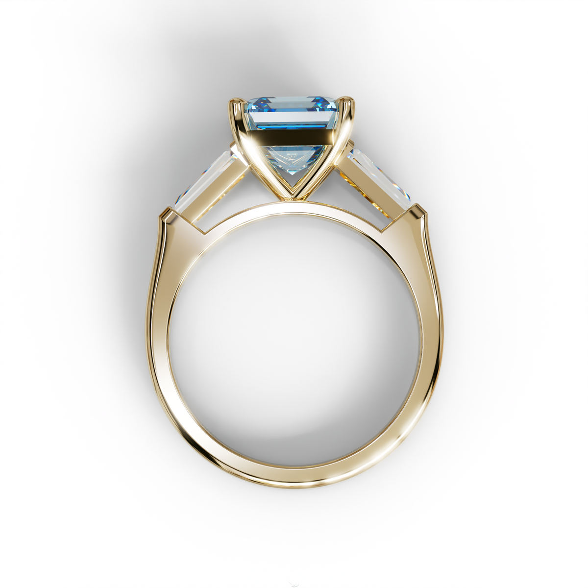 3 Carat Blue Asscher & Baguette Cut Multi Stone Lab Diamond Ring - Brillante