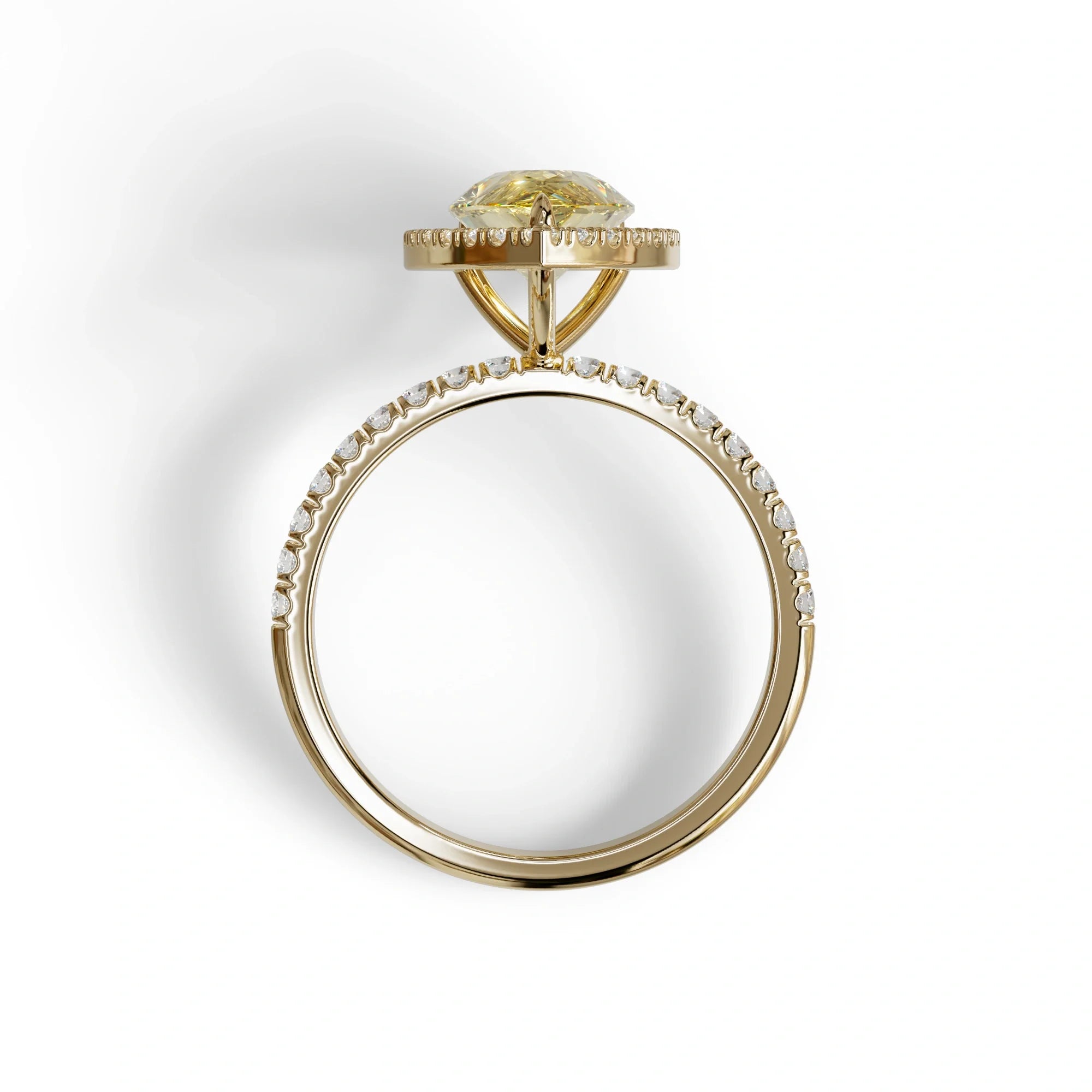 2 Carat Yellow Pear Cut Halo & Pave Lab Diamond Ring - Glam Deck