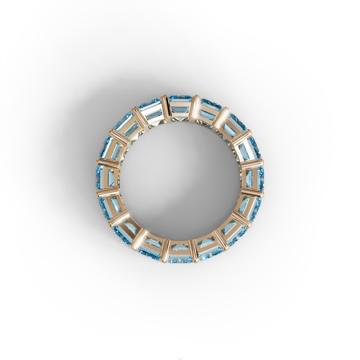 Lab‑Grown Blue Emerald‑Cut Diamond Band – Classic Full‑Eternity Style