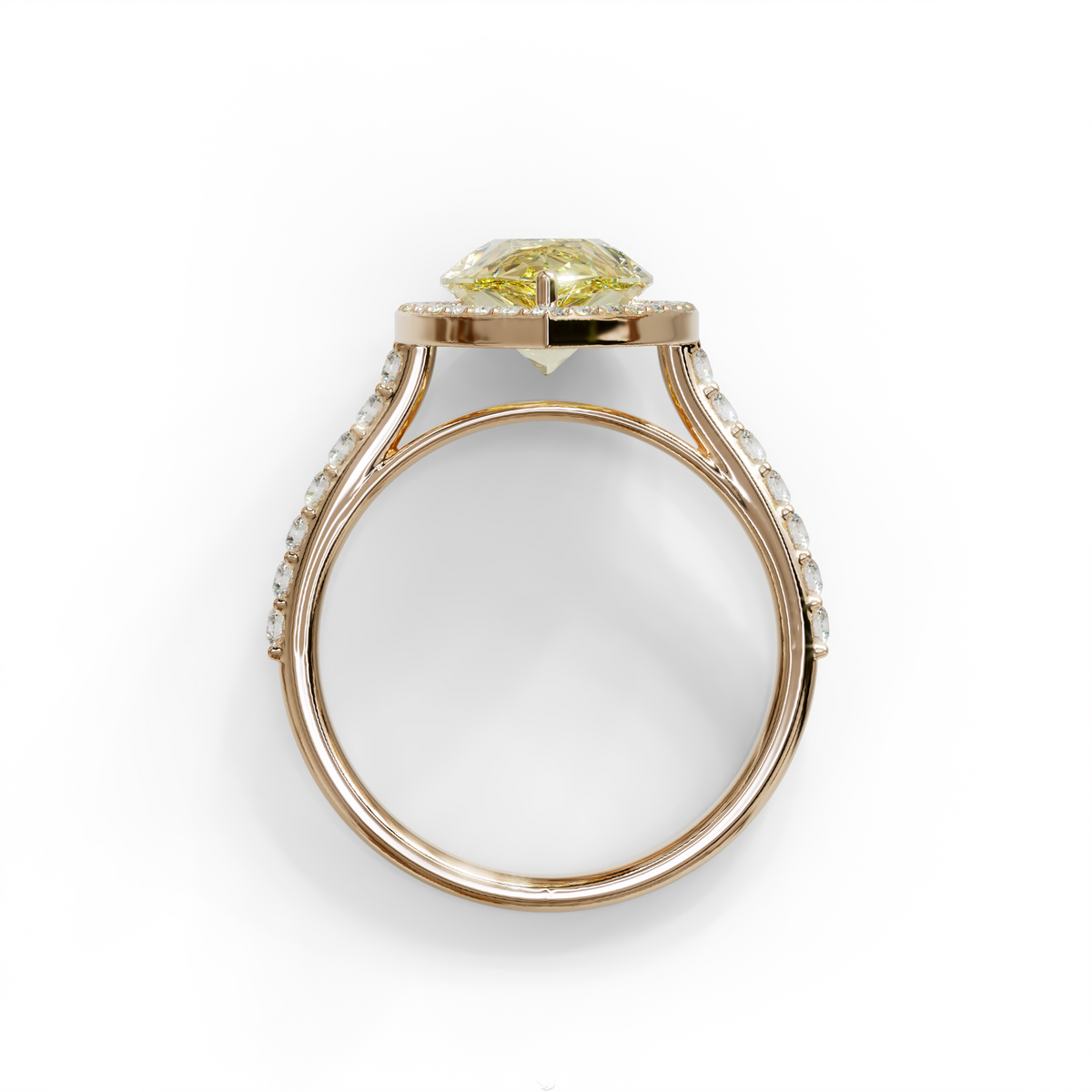 3 Carat Yellow Pear Cut Halo & Pave Setting Lab Grown Diamond Ring - Madona