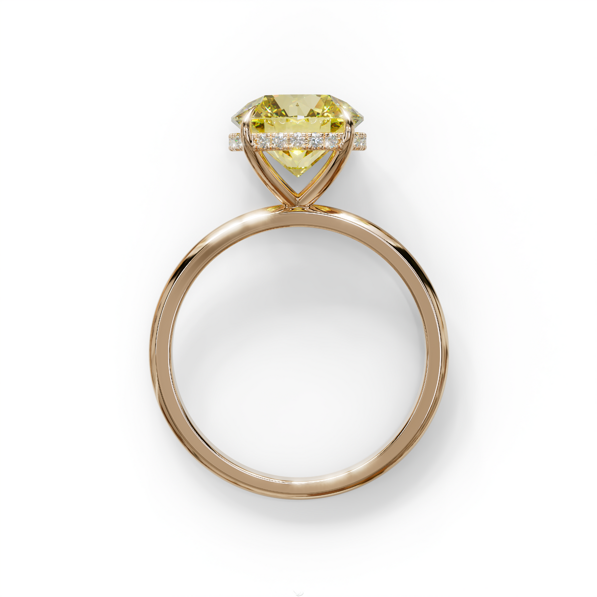 3 Carat Round Yellow Hidden Halo Lab Diamond Ring - Luxe Cercle