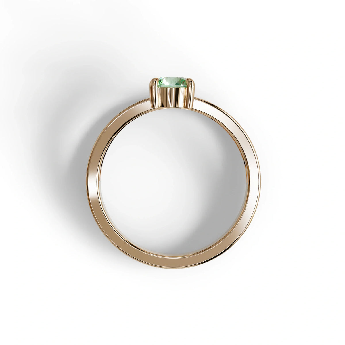 Green Round Brilliant Solitaire Engagement Ring with a split‑shank Band - Auric Grace