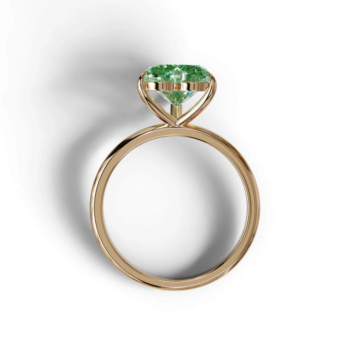 Green Heart Cut Solitaire Lab Grown Diamond Engagement Ring - Mellow