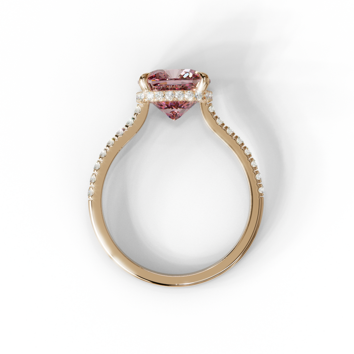 1 to 3.5 Carat Pink Lab Grown Diamond Engagement Ring – Cushion Cut Hidden Halo | Vivienne