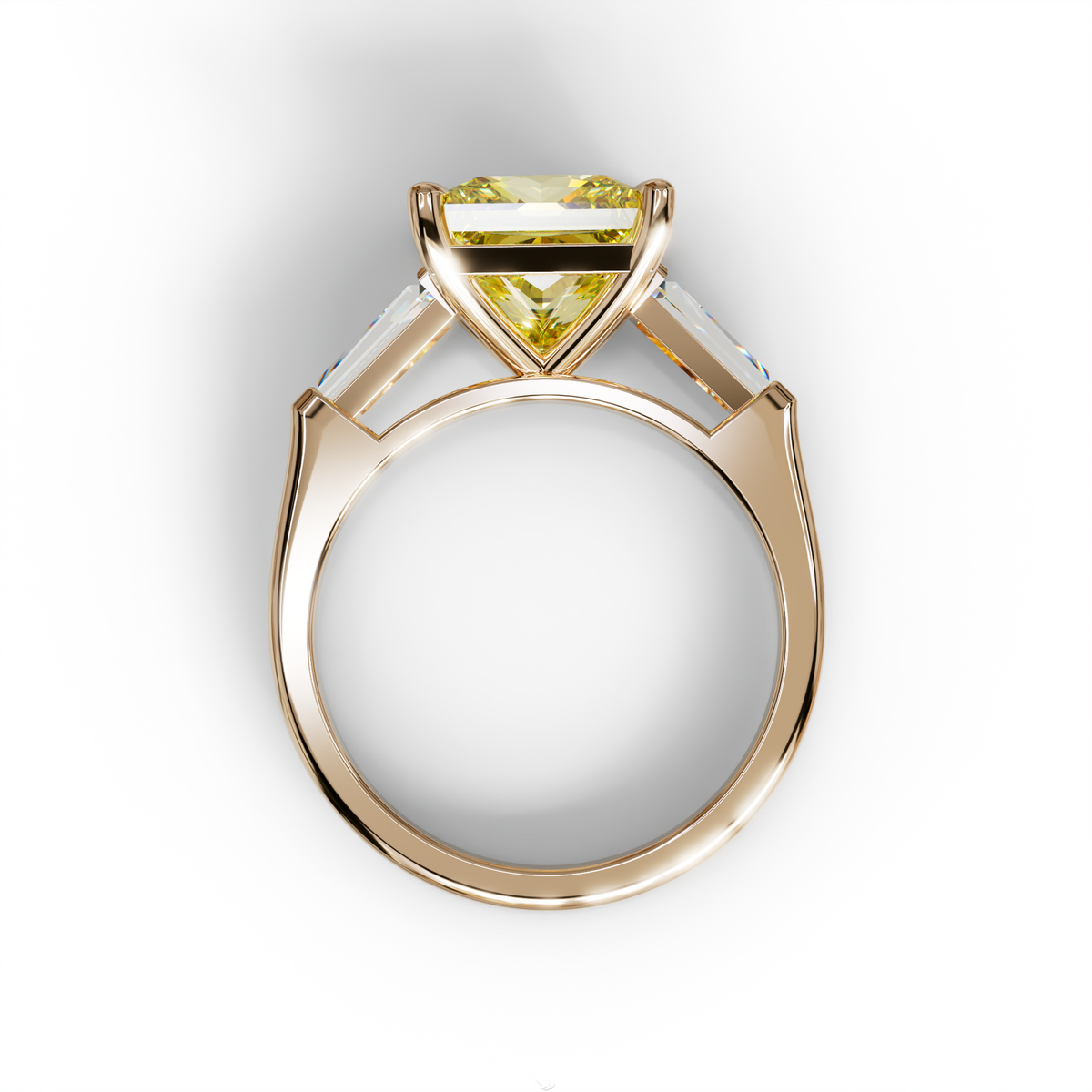 3 Carat Yellow Princess & Baguette Cut Lab Grown Diamond Ring - Alluring