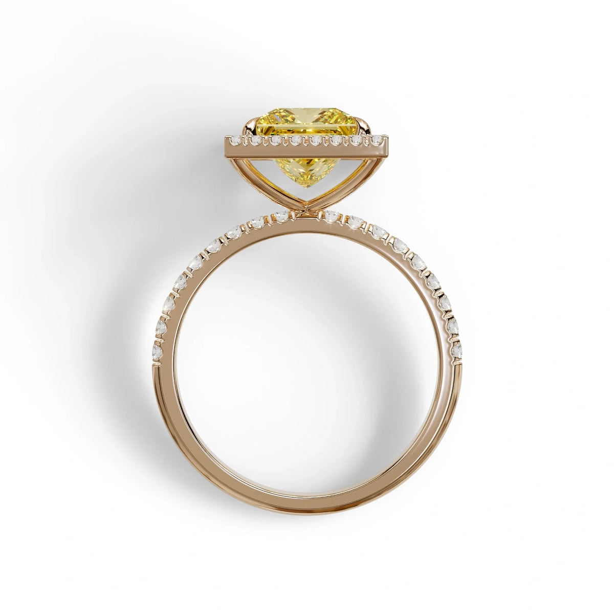 2 Carat Yellow Princess Cut Halo & Pave Lab Diamond Ring - Diamond Prime