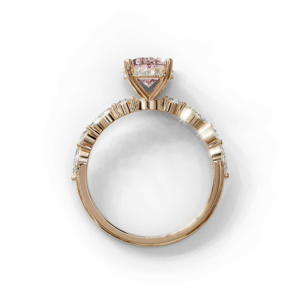 2 to 4 Carat Pink Lab Grown Diamond Engagement Ring – Oval Cut Hidden Halo | Odette