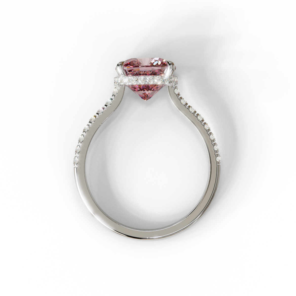 1 to 3.5 Carat Pink Lab Grown Diamond Engagement Ring – Cushion Cut Hidden Halo | Vivienne