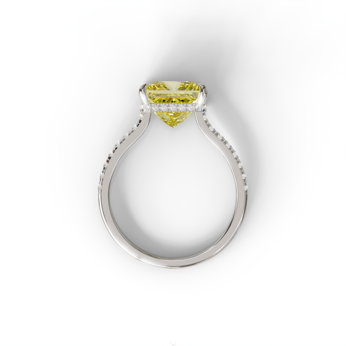 3 Carat Fancy Yellow Princess Cut Hidden Halo Lab Grown Diamond Engagement Ring