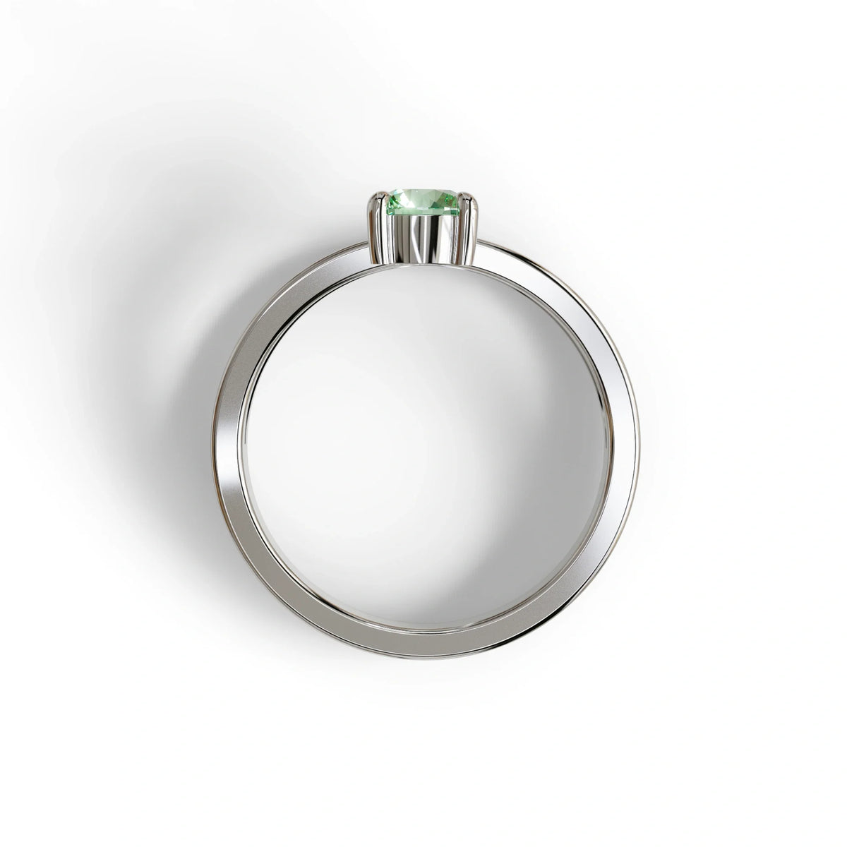 Green Round Brilliant Solitaire Engagement Ring with a split‑shank Band - Auric Grace
