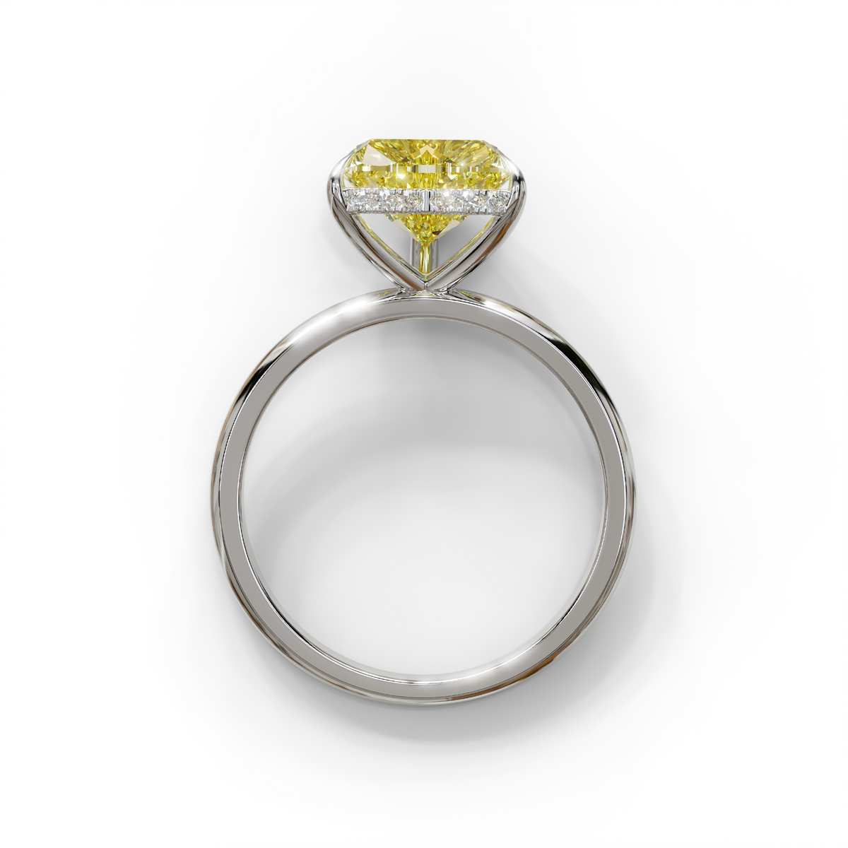 3 Carat Yellow Heart Cut Hidden Halo Set Lab Grown Diamond Engagement Ring