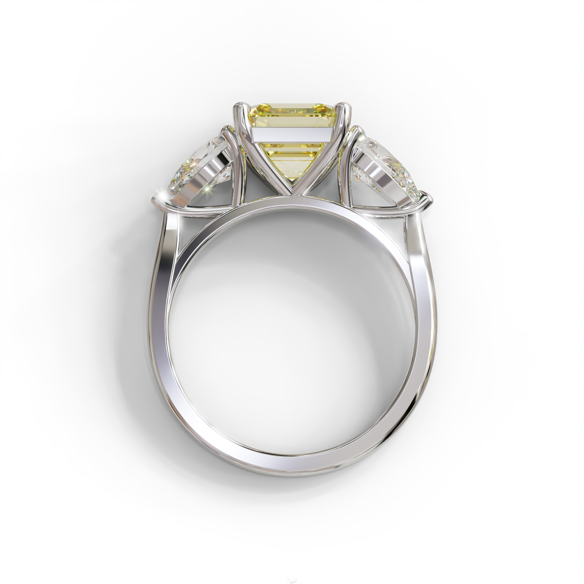 4 Carat Canary Yellow Asscher Cut Three Stone Lab Grown Diamond Engagement Ring