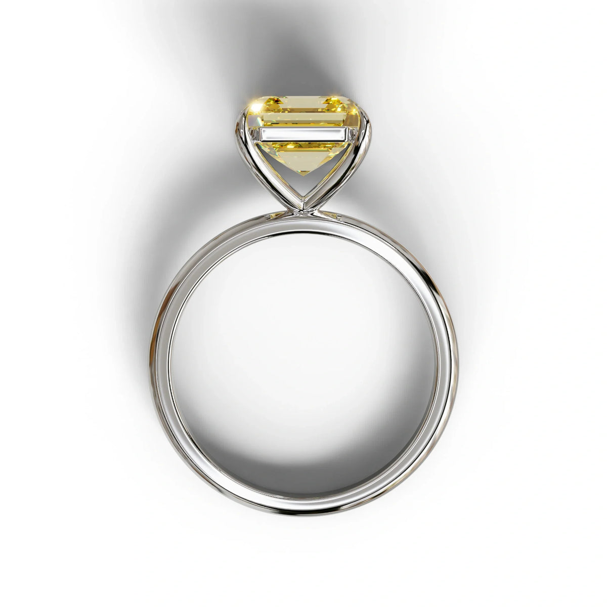 Yellow Asscher Cut Solitaire Lab Grown Diamond Engagement Ring - Fabriciana
