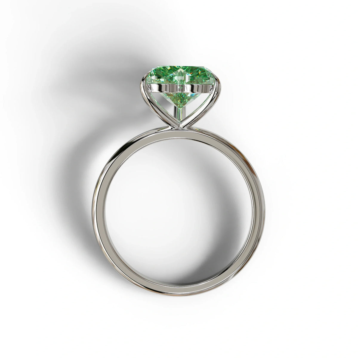 Green Heart Cut Solitaire Lab Grown Diamond Engagement Ring - Mellow