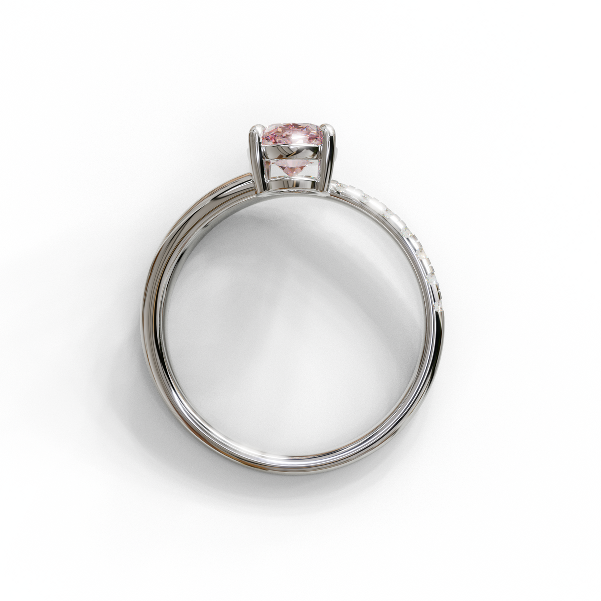1 to 2 Carat Pink Lab Grown Diamond Engagement Ring – Oval Cut Pavé Bypass | Amara