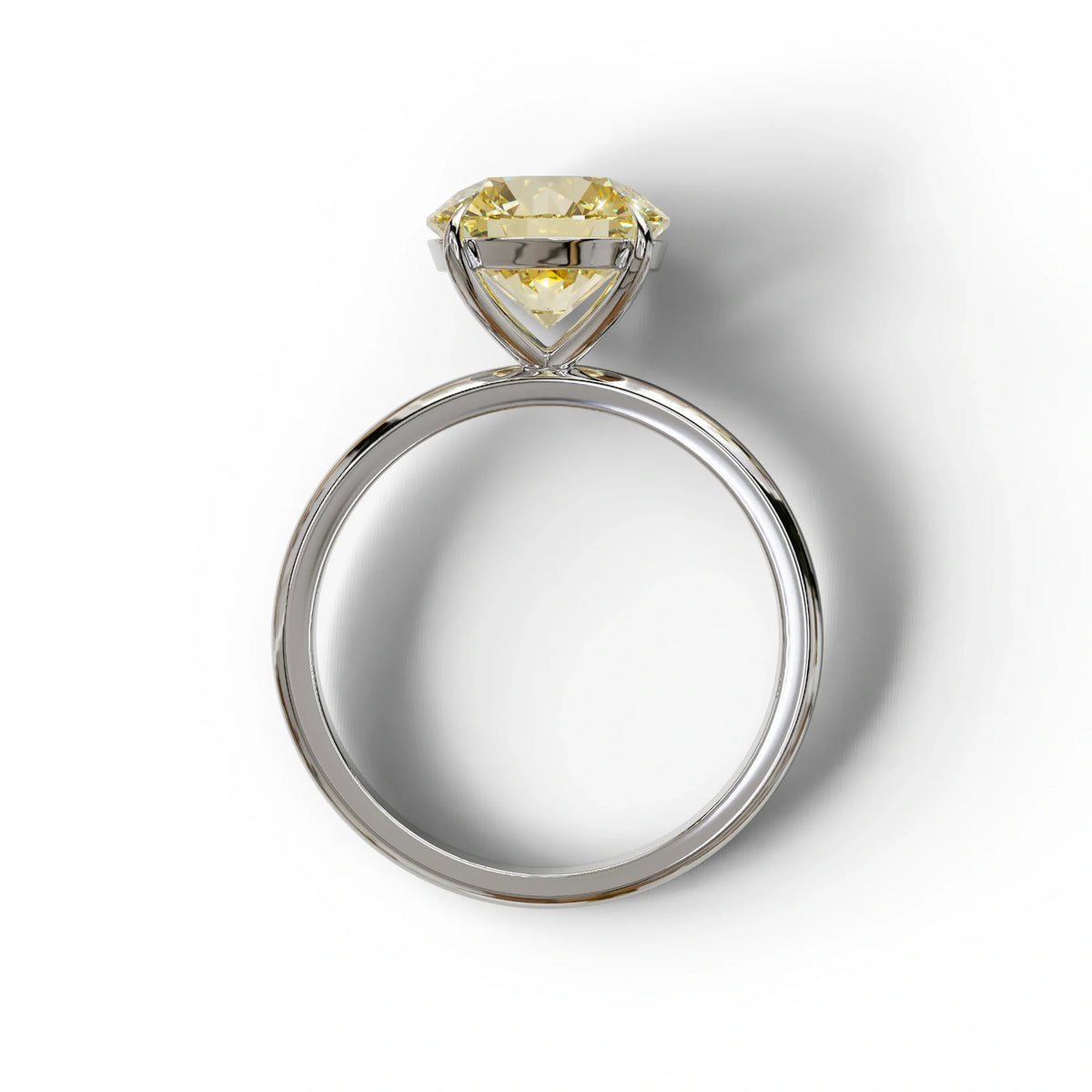 Yellow Round Cut Solitaire Lab Diamond Engagement Ring - Italia