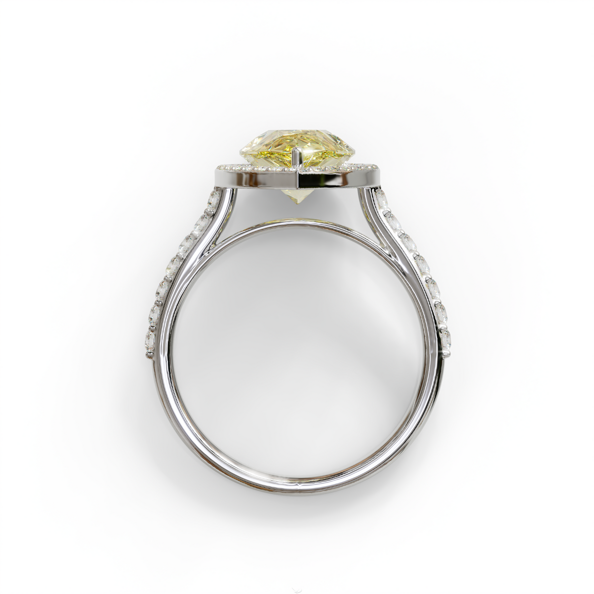 3 Carat Yellow Pear Cut Halo & Pave Setting Lab Grown Diamond Ring - Madona